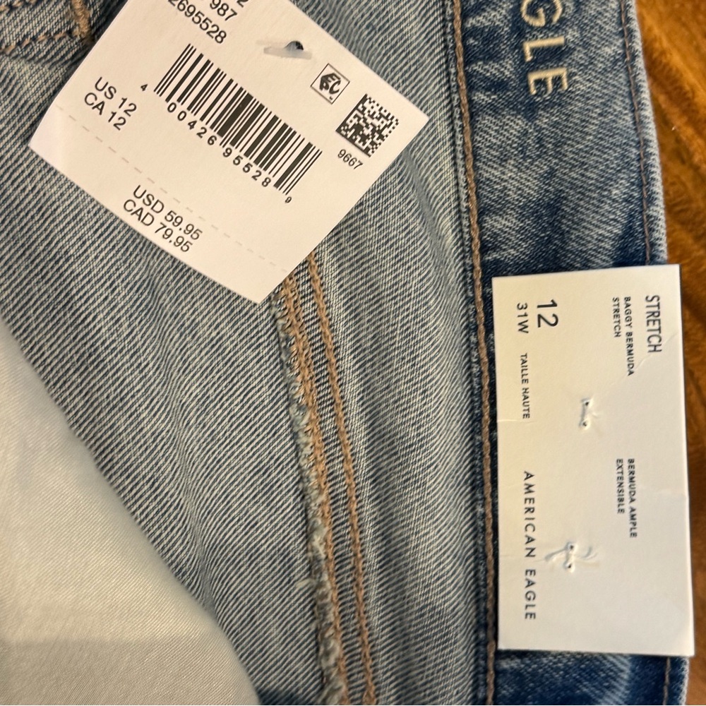 American Eagle high-rise baggy bermuda jean shorts W12 - Picture 3 of 6